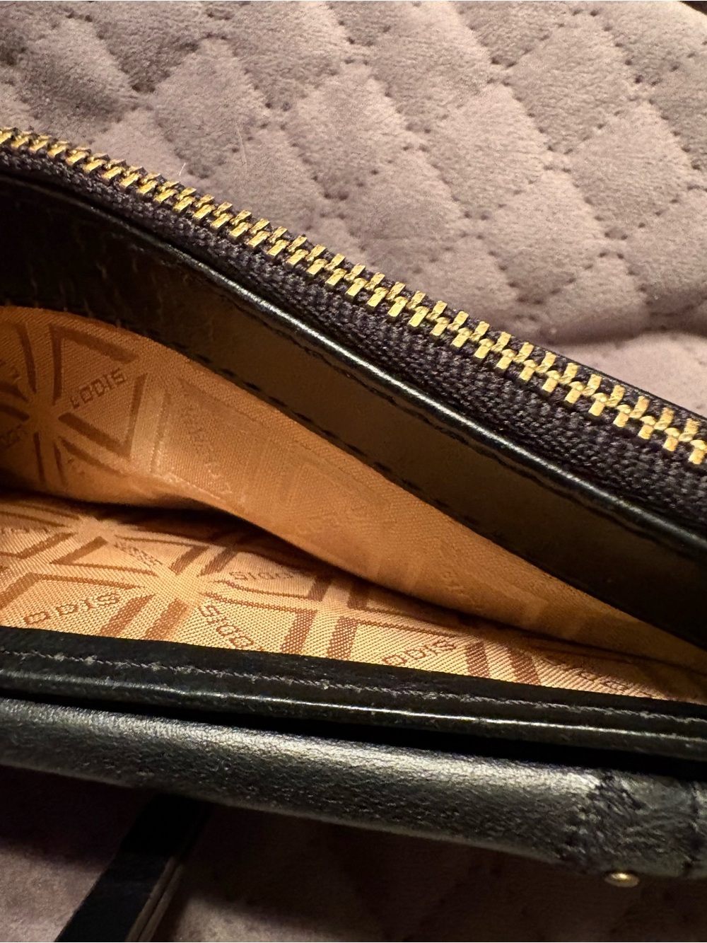 LODIS Catalina Long Stacker Card Wallet Genuine Leather Black NEW embroidered - Picture 5 of 5